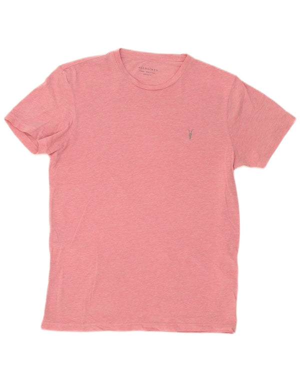 All Saints Mens Regular Fit T-Shirt Top XS Pink Cotton