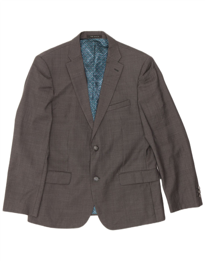 Ted Baker Mens Short 2 Button Blazer Jacket UK 40 Large Grey Wool