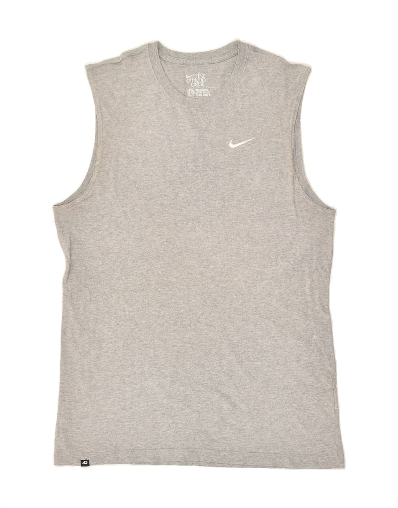 NIKE Womens Vest Top UK 16 Large Grey Cotton | Vintage Nike | Thrift | Second-Hand Nike | Used Clothing | Messina Hembry 