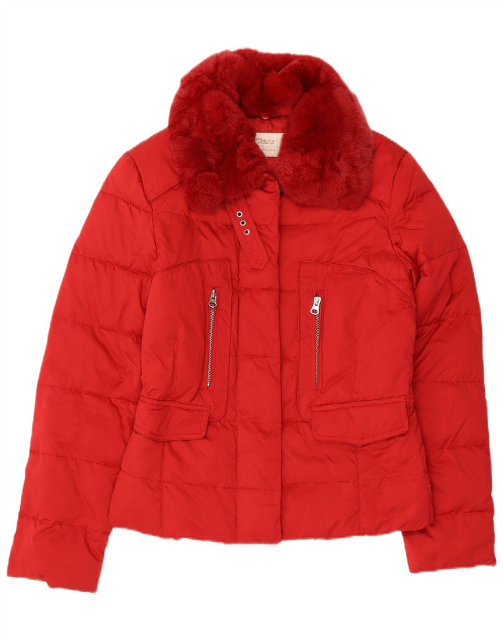 MARLBORO CLASSICS Womens Padded Jacket UK 14 Medium Red Polyester
