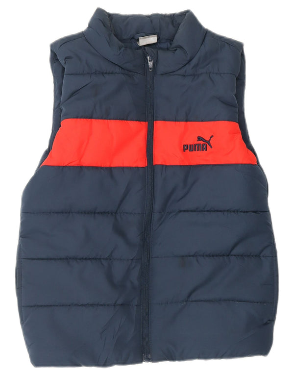 Puma Boys Padded Gilet 7-8 Years Navy Blue Colourblock Polyester