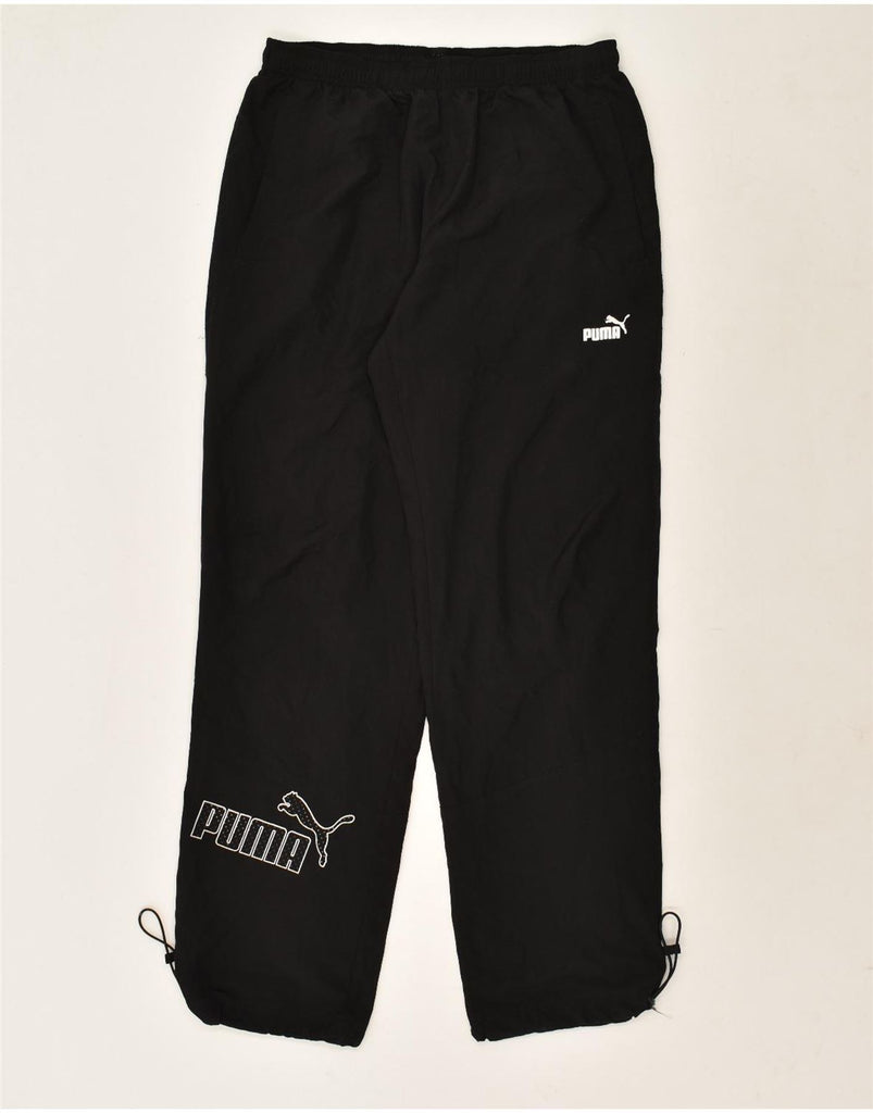 PUMA Mens Graphic Tracksuit Trousers Medium Black Polyester | Vintage Puma | Thrift | Second-Hand Puma | Used Clothing | Messina Hembry 