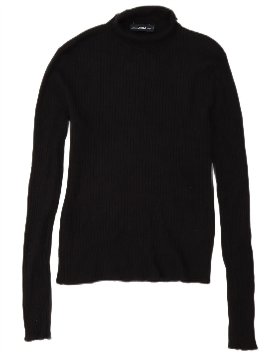 Zara Womens Roll Neck Blouse Top UK 12 Medium Black