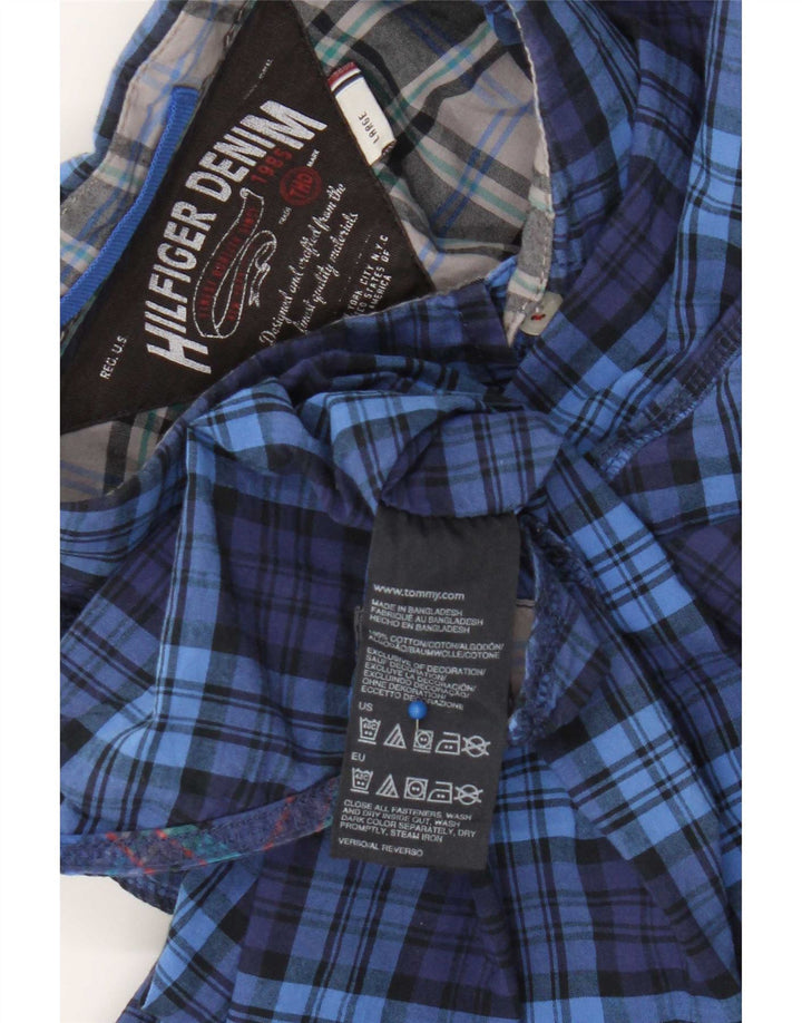 Tommy Hilfiger Mens Shirt Large Blue Check Cotton
