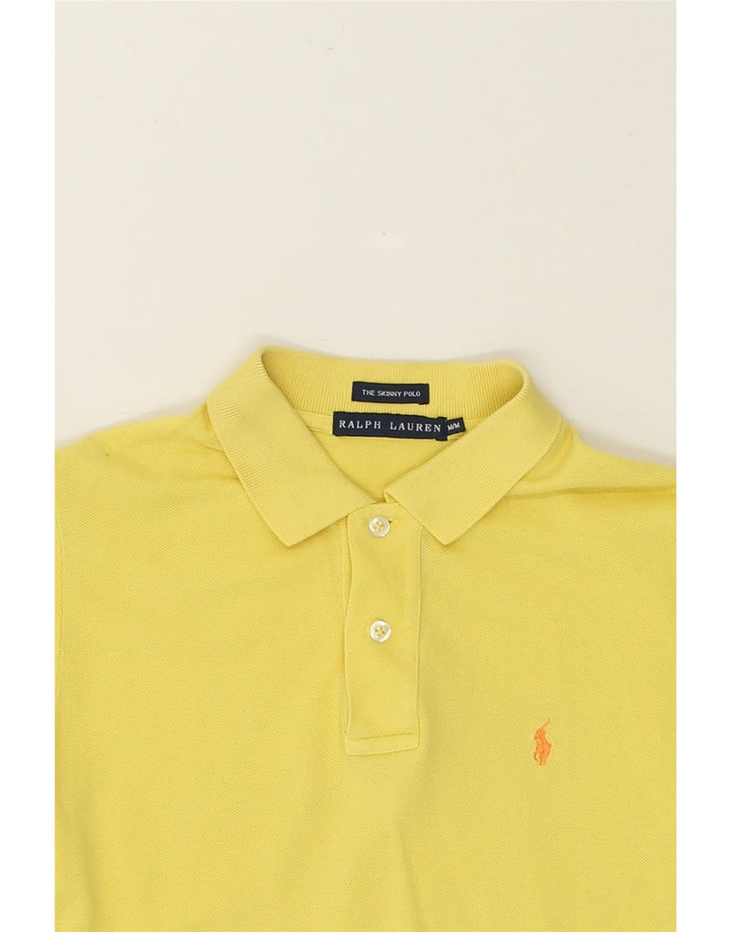 RALPH LAUREN Womens Skinny Polo Shirt UK 12 Medium Yellow Cotton | Vintage Ralph Lauren | Thrift | Second-Hand Ralph Lauren | Used Clothing | Messina Hembry 