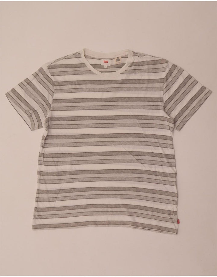 Levi's Mens T-Shirt Top Large Grey Striped Cotton