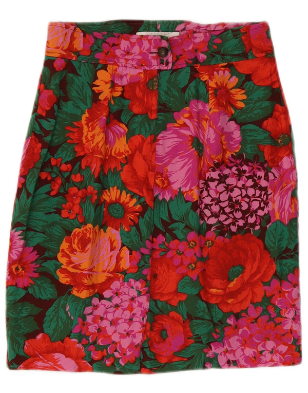 Marella Womens Pencil Skirt UK 12 Medium W28 Multicoloured Floral Cotton