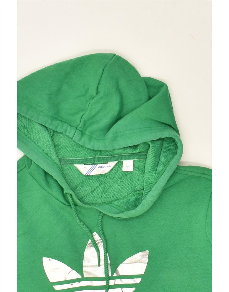 ADIDAS Womens Graphic Hoodie Jumper EU 40 Medium Green Cotton | Vintage Adidas | Thrift | Second-Hand Adidas | Used Clothing | Messina Hembry 