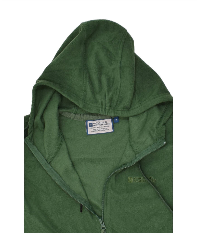 MOUNTAIN WAREHOUSE Mens Hooded Fleece Jacket UK 38 Medium Green Polyester | Vintage Mountain Warehouse | Thrift | Second-Hand Mountain Warehouse | Used Clothing | Messina Hembry 