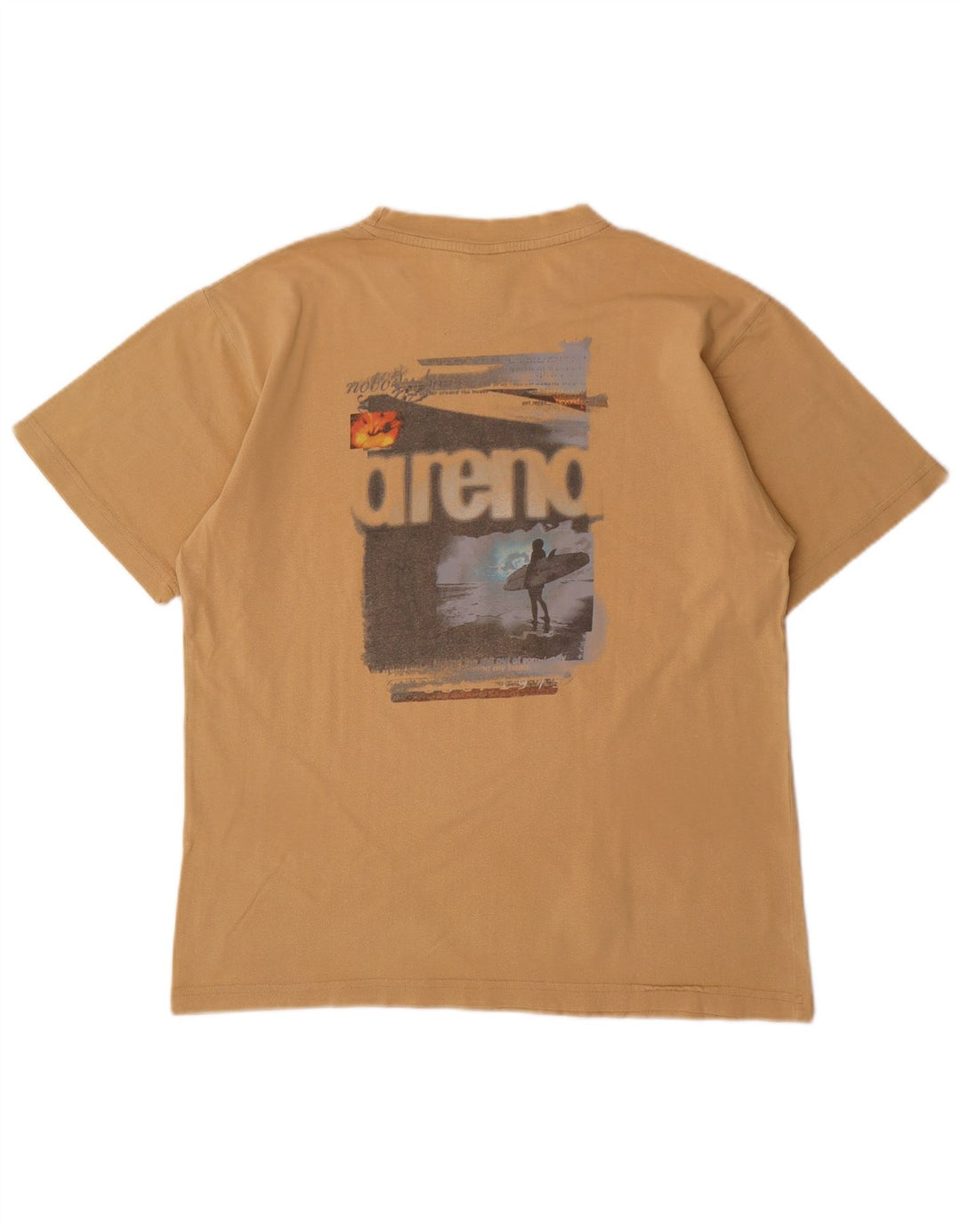 ARENA Mens Graphic T-Shirt Top Small Beige Cotton