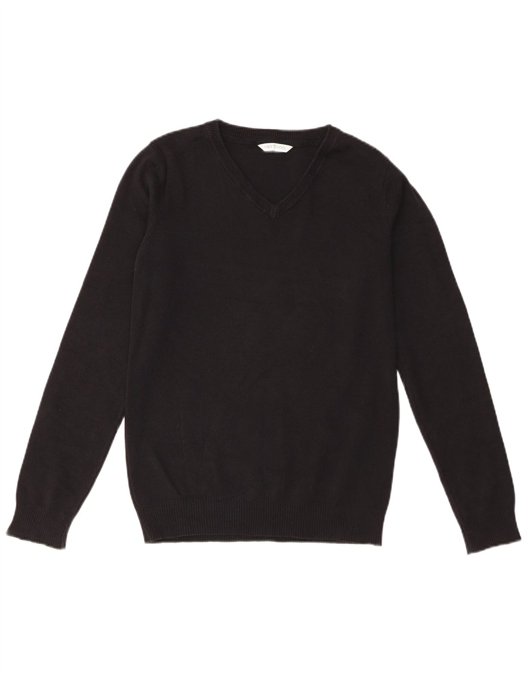 Marks & Spencer Boys V-Neck Jumper Sweater 13-14 Years Black Cotton