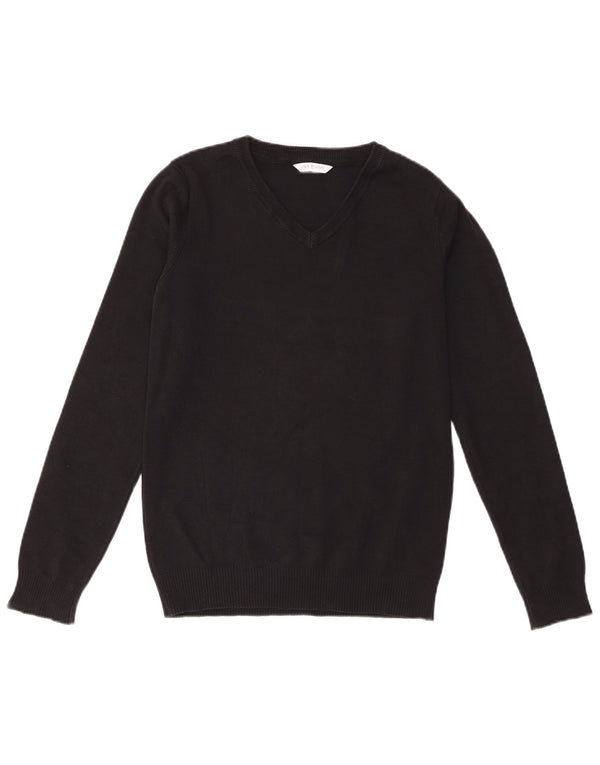 Marks & Spencer Boys V-Neck Jumper Sweater 13-14 Years Black Cotton