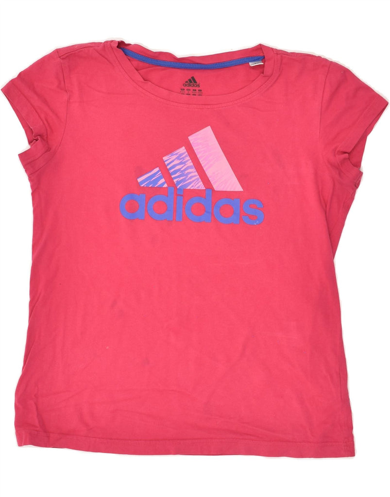 ADIDAS Womens Graphic T-Shirt Top UK 12/14 Medium Pink Cotton | Vintage Adidas | Thrift | Second-Hand Adidas | Used Clothing | Messina Hembry 