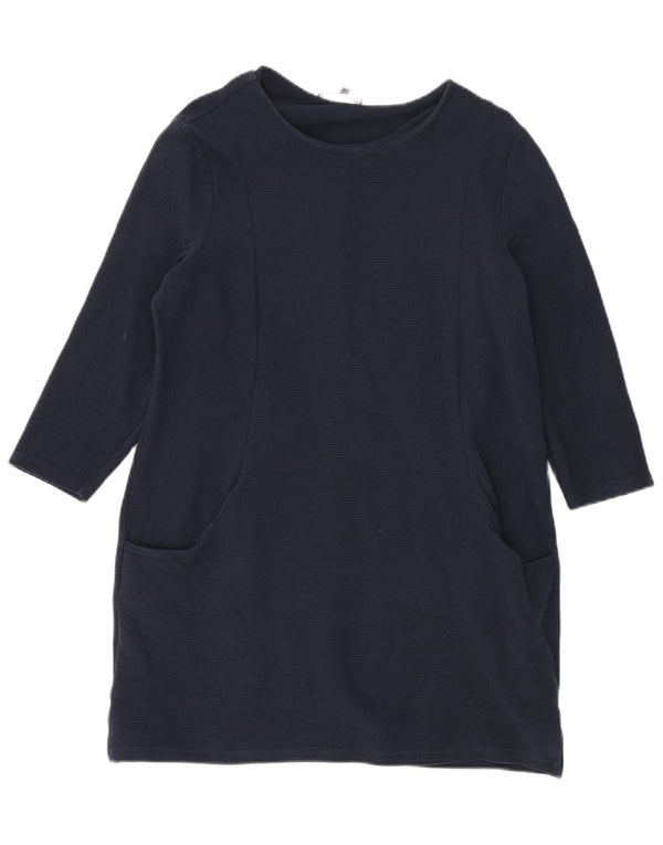 LAURA ASHLEY Womens 3/4 Sleeve Sheath Dress UK 16 Large  Navy Blue Cotton