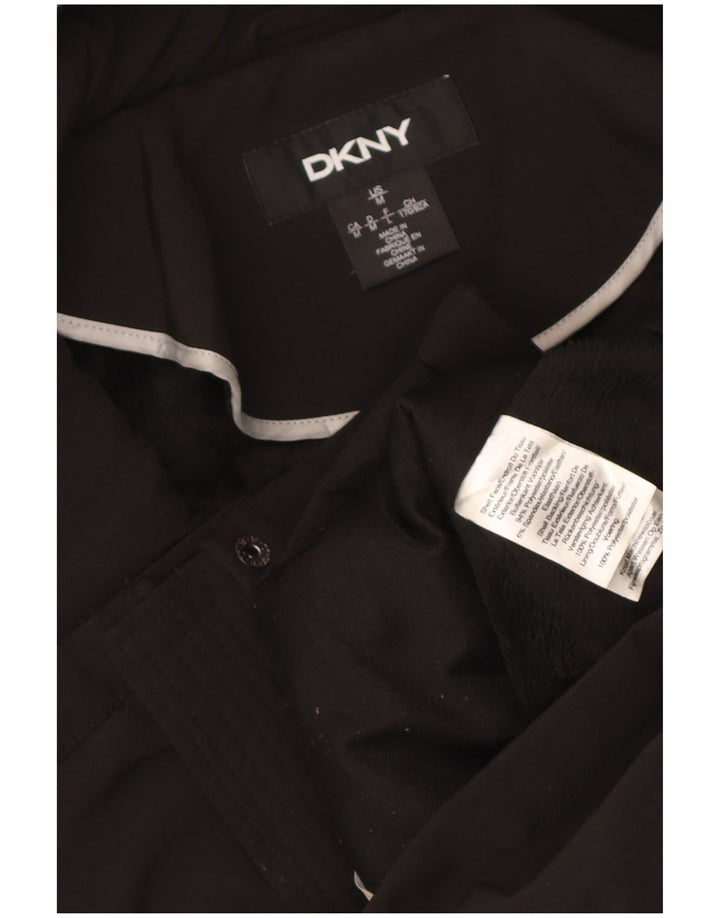 Dkny Womens Hooded Parka Jacket UK 12 Medium Black Polyester