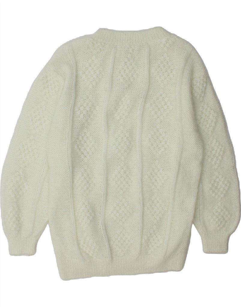 VINTAGE Womens Crew Neck Jumper Sweater UK 16 Large White Vintage Vintage and Second-Hand Vintage from Messina Hembry 