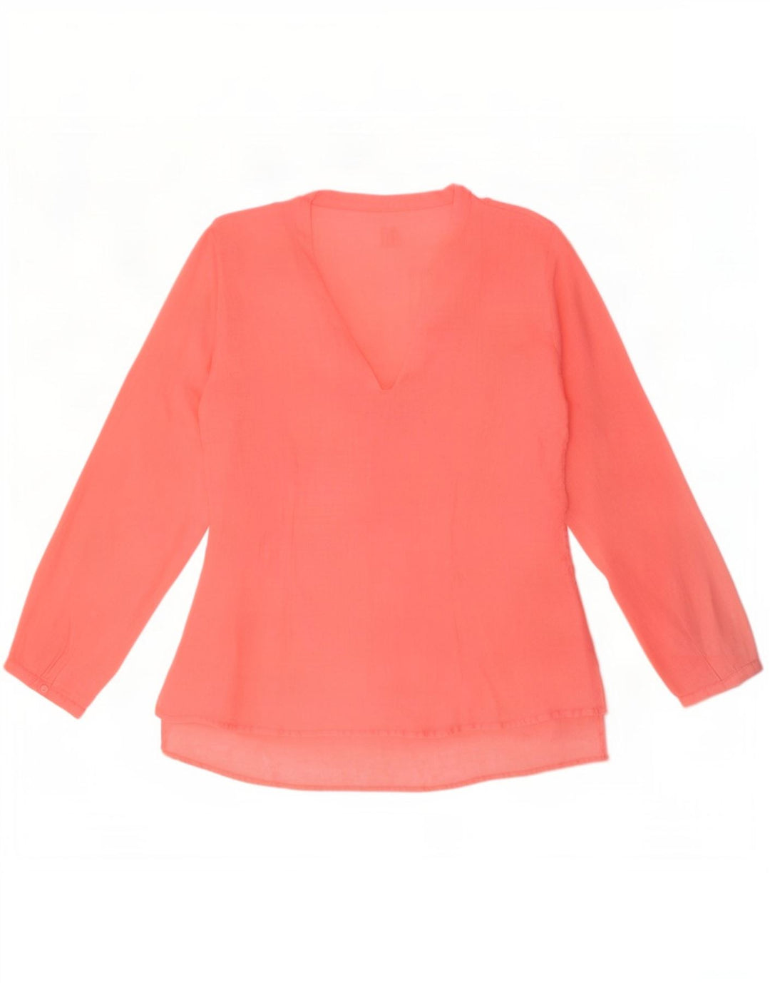 120% Lino Womens Long Sleeve Ruffle Front Blouse Top IT 46 Large Pink Linen
