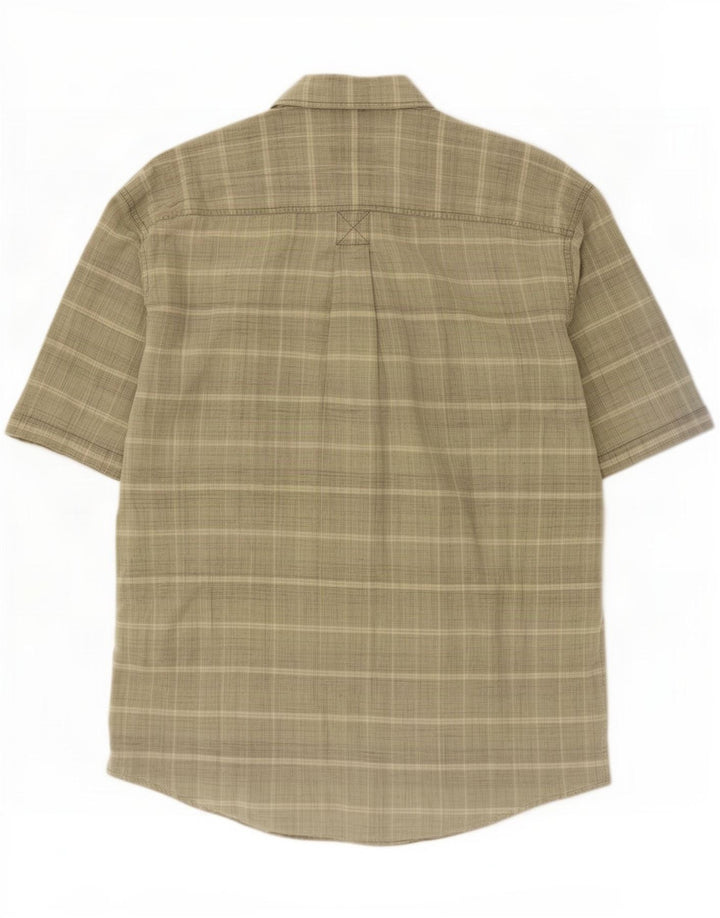 Timberland Mens Short Sleeve Shirt Medium Khaki Check Cotton