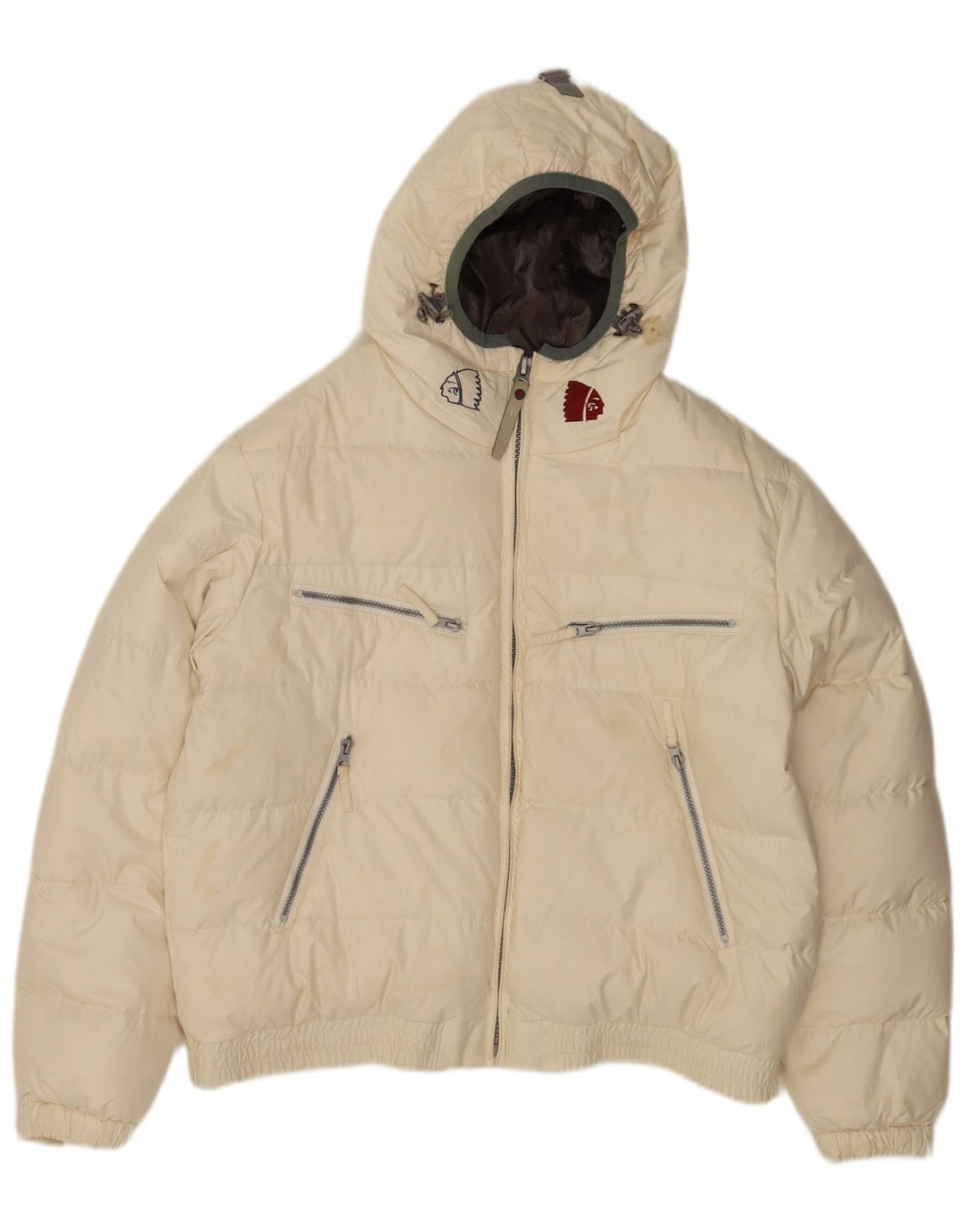 Americanino Mens Graphic Hooded Padded Jacket UK 40 Large White Polyester