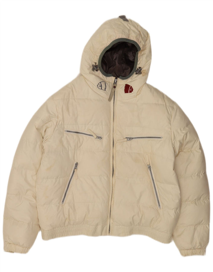 Americanino Mens Graphic Hooded Padded Jacket UK 40 Large White Polyester