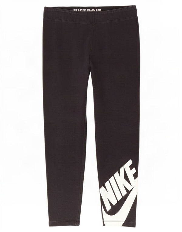 Nike Womens Graphic Leggings UK 14 Medium Black Cotton