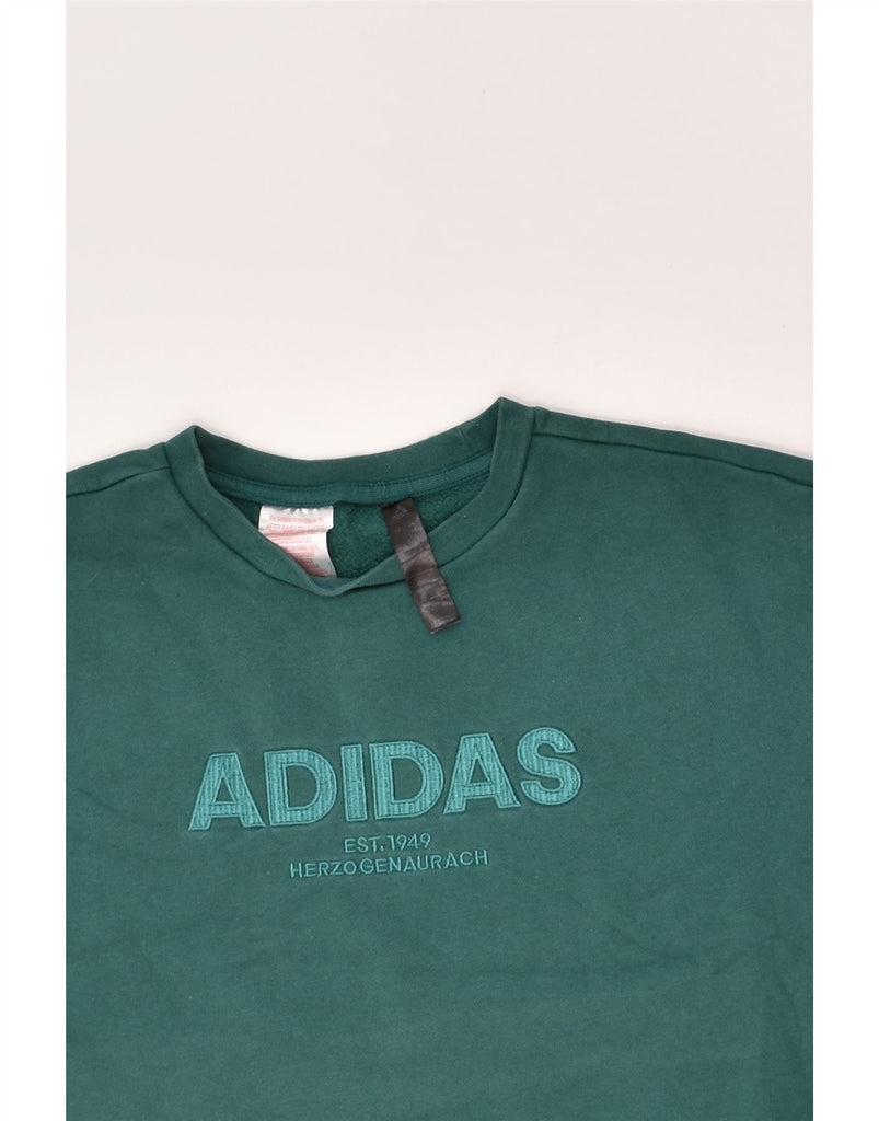 ADIDAS Boys Graphic Sweatshirt Jumper 11-12 Years Green Cotton | Vintage Adidas | Thrift | Second-Hand Adidas | Used Clothing | Messina Hembry 