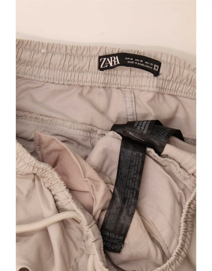 Zara Mens Crop Joggers Cargo Trousers Medium W30 L26 Grey Cotton