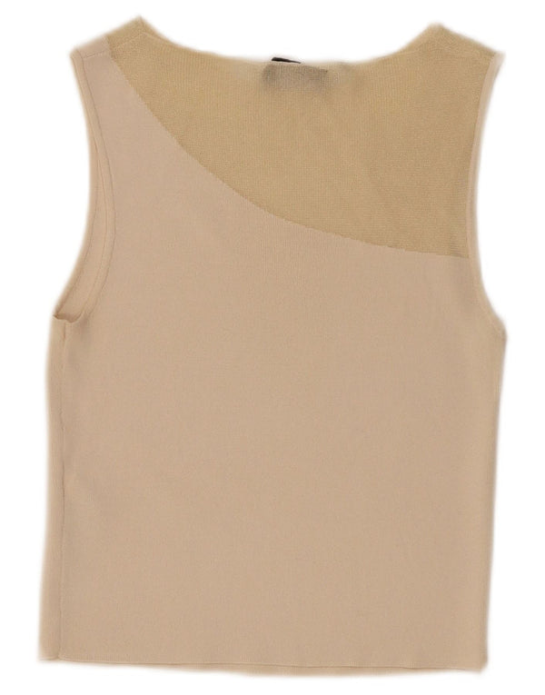 Zara Womens Crop Vest Top UK 8 Small Beige Nylon
