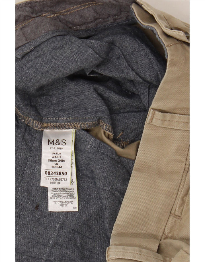 Marks & Spencer Mens Chino Shorts W34 Large Beige Cotton