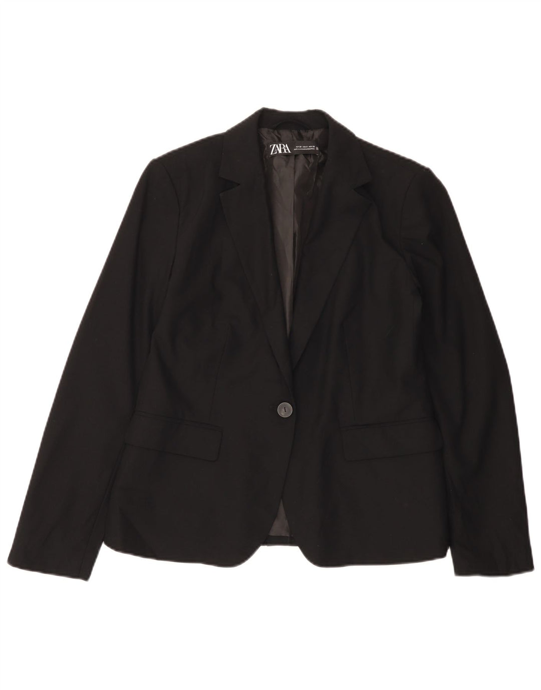 Zara Womens 1 Button Blazer Jacket EU 38 Small Black Polyester