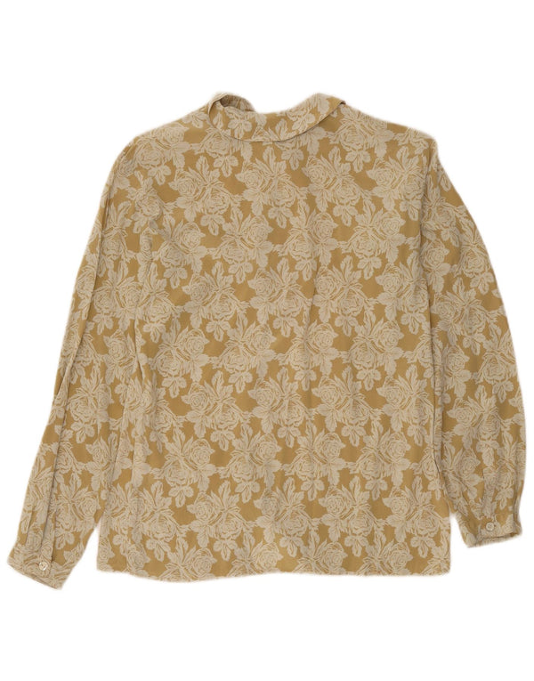 i Blues Womens Shirt Blouse IT 44 Medium Yellow Floral Silk