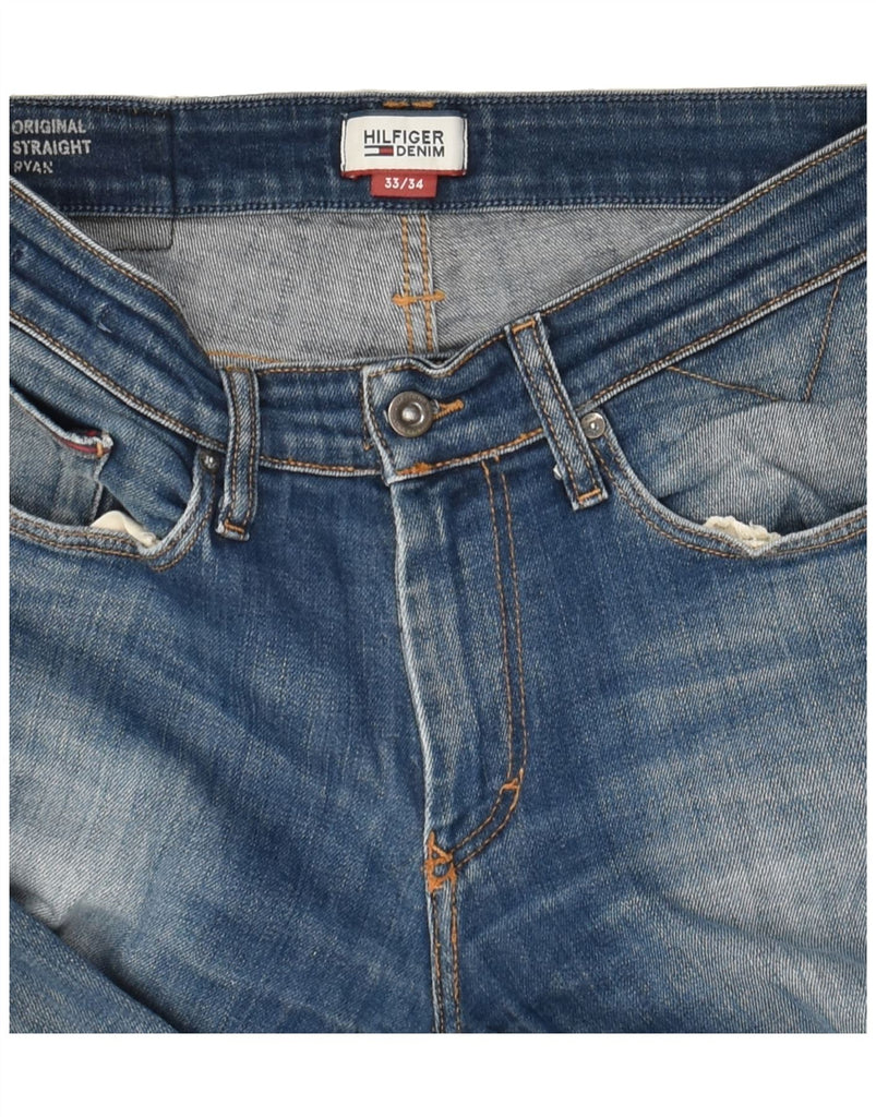 TOMMY HILFIGER Mens Straight Jeans W33 L34 Blue Cotton | Vintage Tommy Hilfiger | Thrift | Second-Hand Tommy Hilfiger | Used Clothing | Messina Hembry 