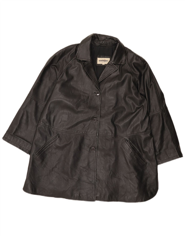 Conbipel Womens Leather Jacket IT 44 Medium Black Leather