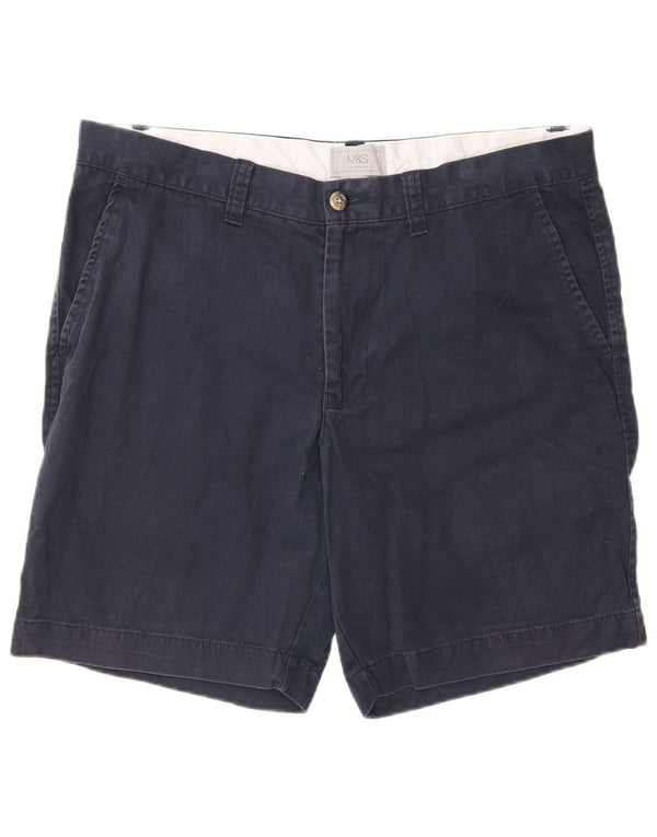 Marks & Spencer Mens Chino Shorts W34 Large Navy Blue Cotton
