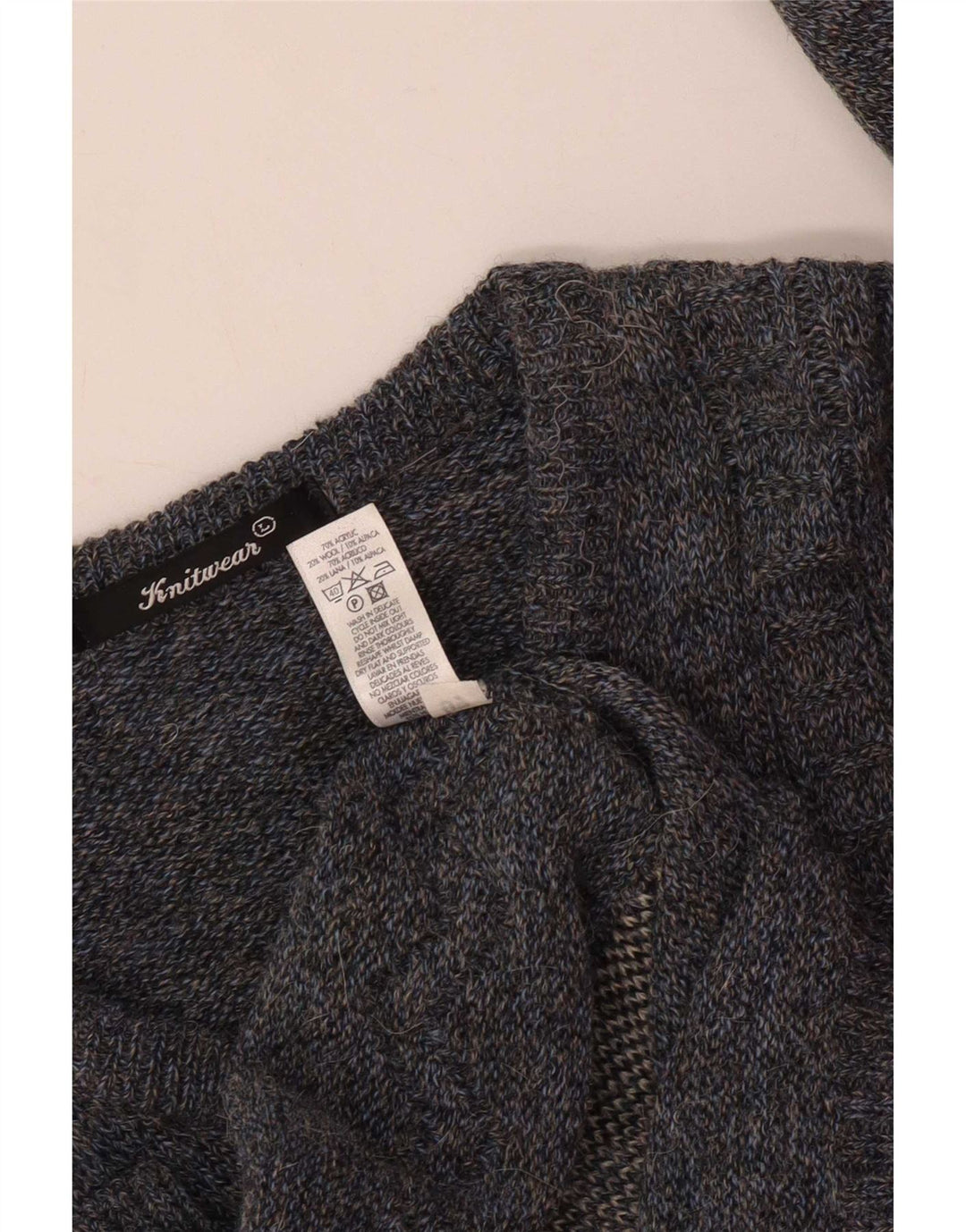 St. Bernard Mens V-Neck Jumper Sweater Large Blue Geometric Acrylic