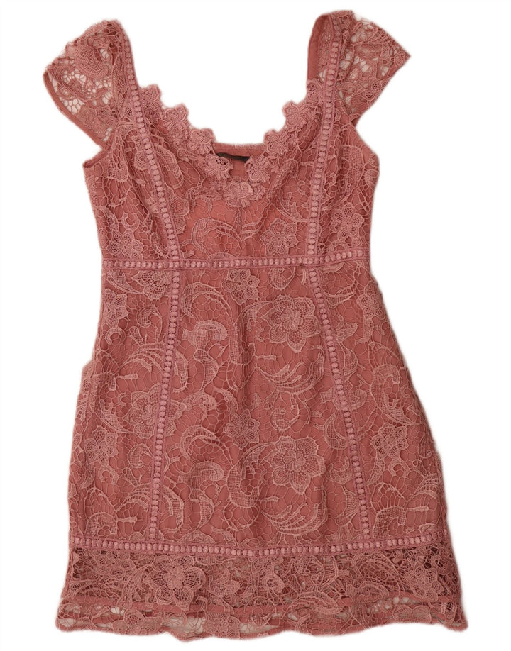 Guess Womens Sheath Dress UK 12 Medium  Pink Floral Polyester