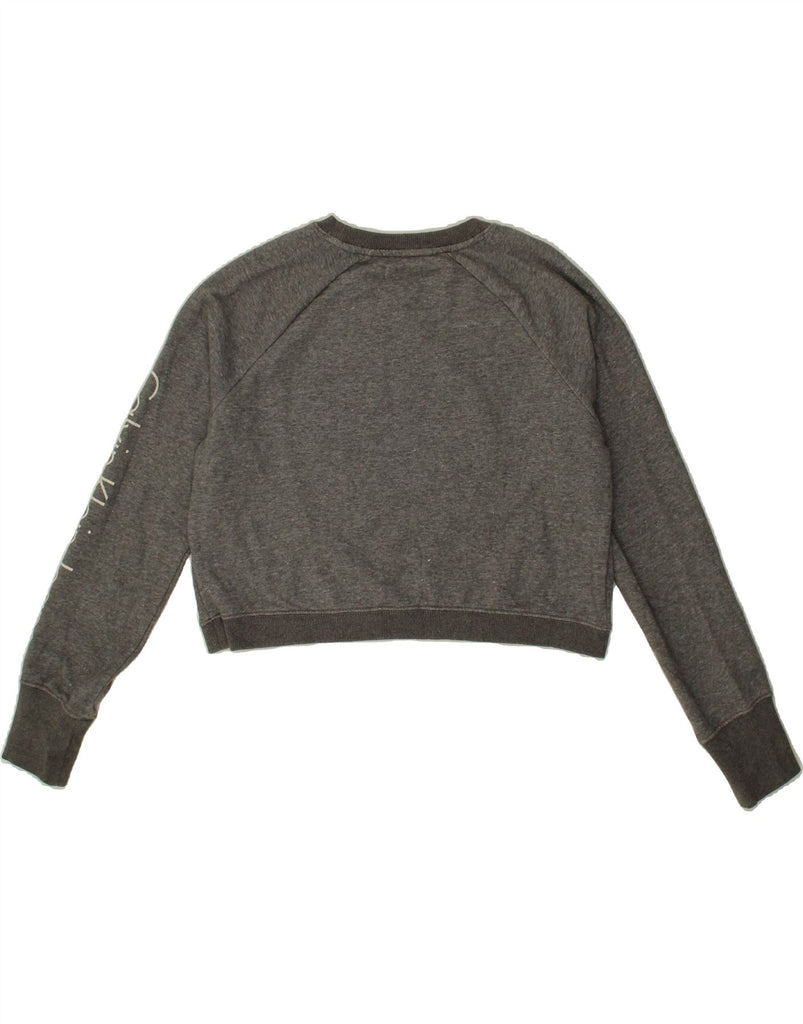 CALVIN KLEIN JEANS Womens Crop Graphic Sweatshirt Jumper UK 16 Large Grey Vintage Calvin Klein Jeans and Second-Hand Calvin Klein Jeans from Messina Hembry 