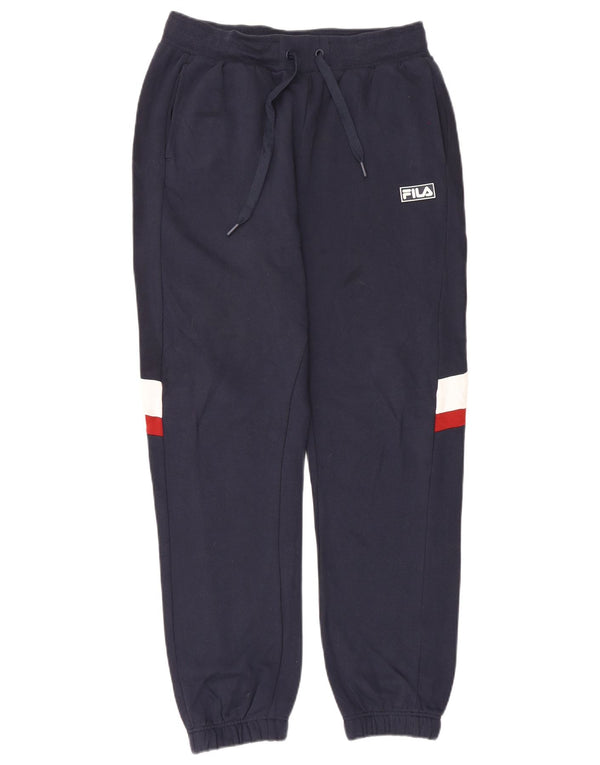 Fila Mens Tracksuit Trousers Joggers Large Navy Blue Colourblock Cotton