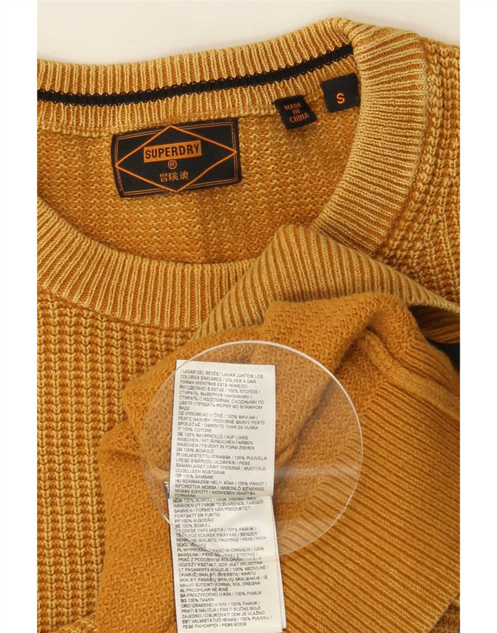 Superdry Mens Crew Neck Jumper Sweater Small Yellow Cotton