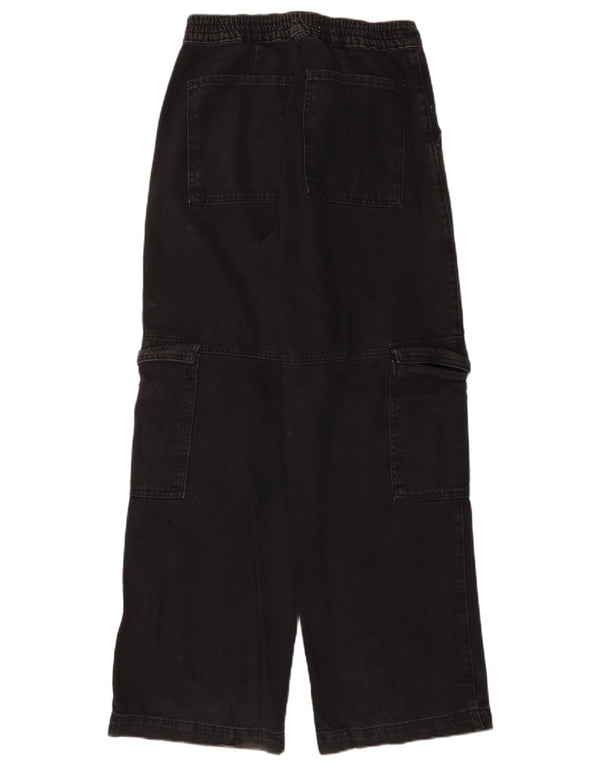 Zara Mens Loose Fit Cargo High Waist Jeans Small W26 L30 Black Cotton