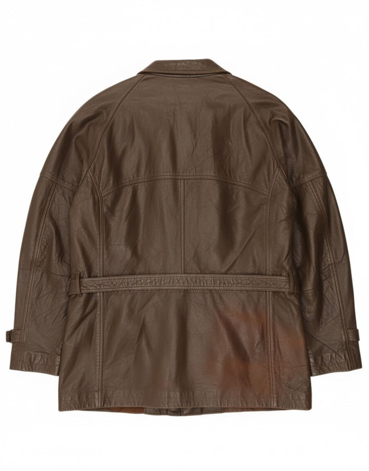 Vintage Mens Leather Jacket IT 52 XL Brown Leather