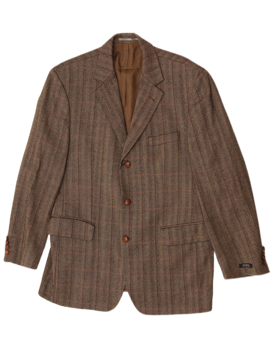 Barisal Mens 3 Button Blazer Jacket IT 50 Large Brown Check Virgin Wool