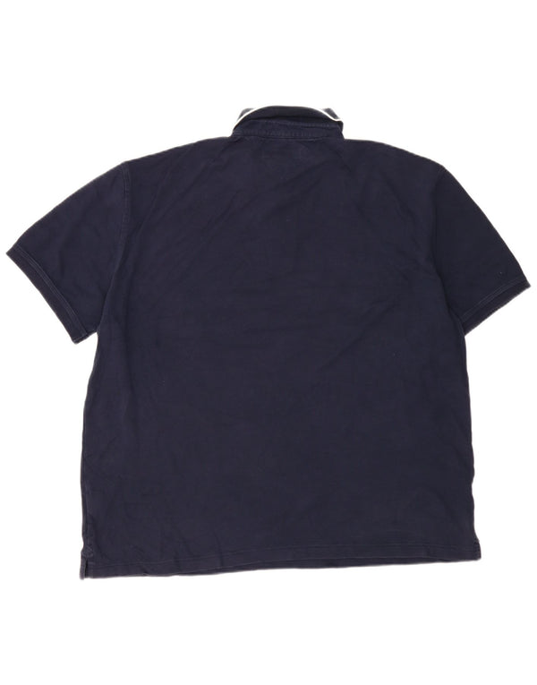 Tommy Hilfiger Mens Polo Shirt XL Navy Blue Striped Cotton
