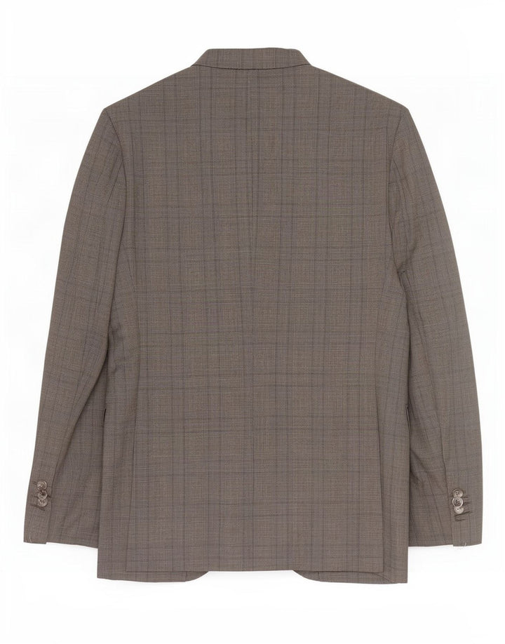 Massimo Dutti Mens 2 Button Blazer Jacket EU 46 Small Grey Houndstooth Wool