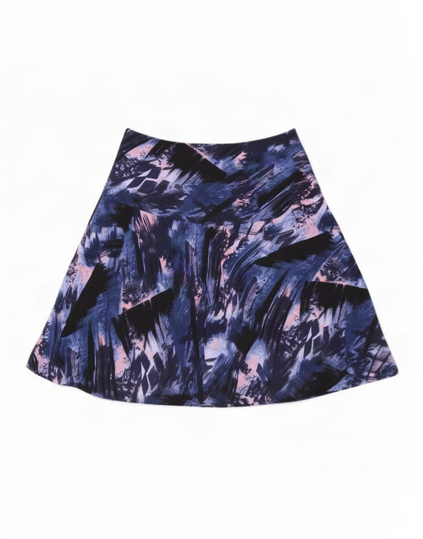 Marks & Spencer Womens Abstract Pattern A-Line Skirt UK 12 Medium W32 Blue