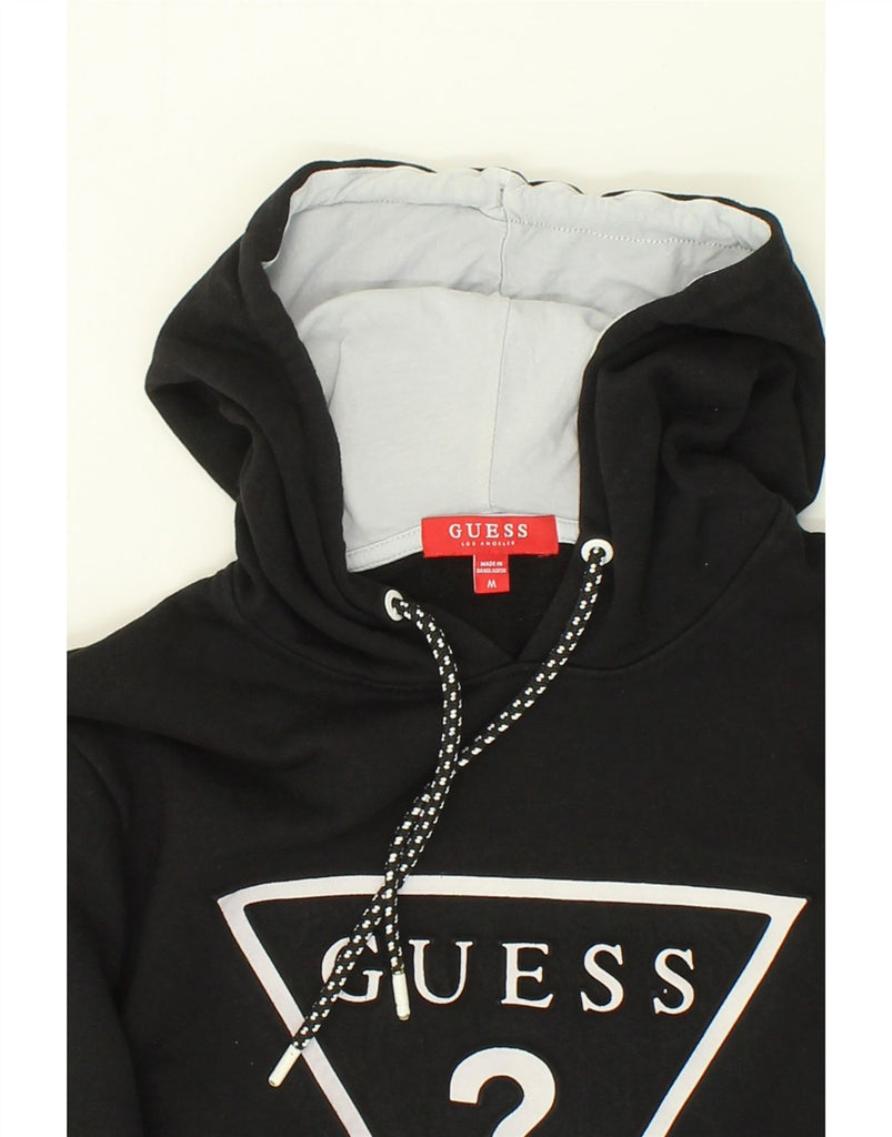 GUESS Mens Graphic Hoodie Jumper Medium Black Cotton | Vintage Guess | Thrift | Second-Hand Guess | Used Clothing | Messina Hembry 