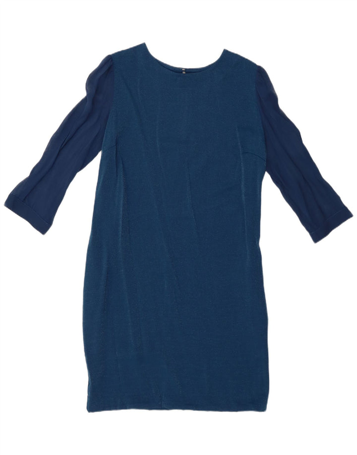 SIMONA BARBIERI Womens Twin-Set 3/4 Sleeve Sheath Dress UK 14 Medium Blue