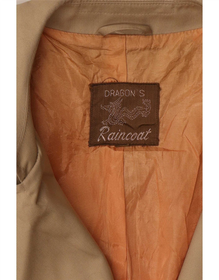 Dragon's Mens Double Breasted Raincoat UK 36 Small Beige Polyester