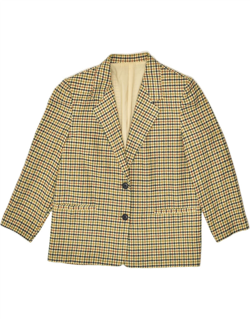 VINTAGE Womens 2 Button Blazer Jacket EU 39 Medium Green Houndstooth Wool | Vintage Vintage | Thrift | Second-Hand Vintage | Used Clothing | Messina Hembry 