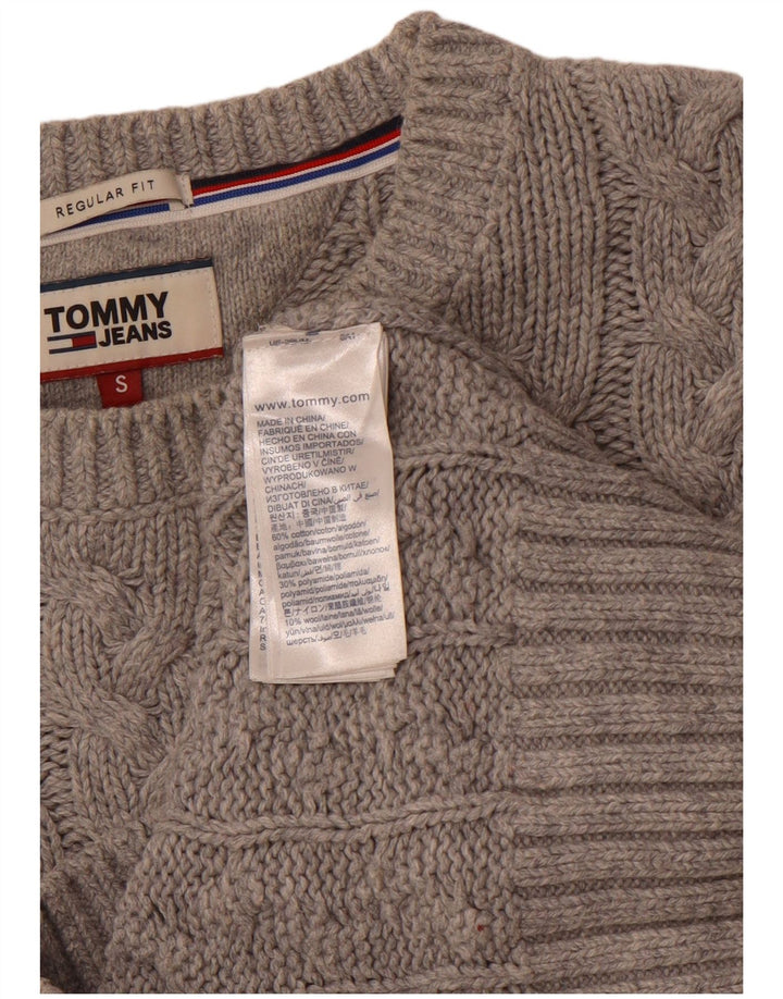 TOMMY HILFIGER Mens Regular Fit Crew Neck Jumper Sweater Small Grey Cotton